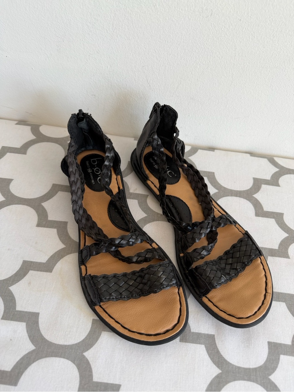 b.o.c. Black Braided Gladiator Sandals for Women